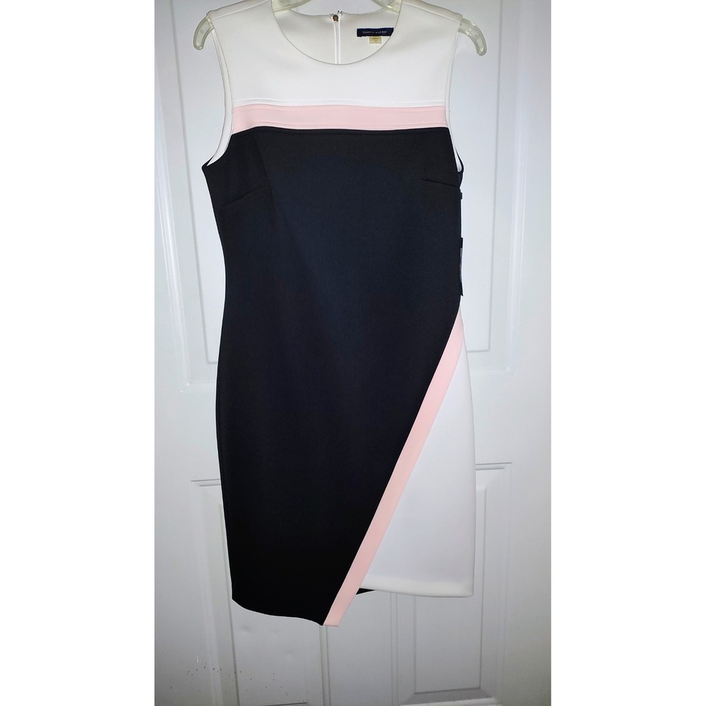 Tommy Hilfiger Color Block Sheath Dress Sleeveless Career Office Size 10